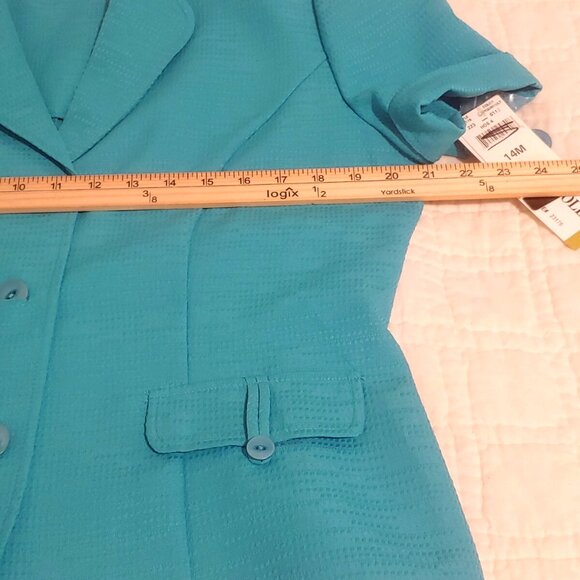 NWT Danny & Nicole Short Sleeve Blazer Top Turquoise Career Office Women 14 $70 - Picture 5 of 8